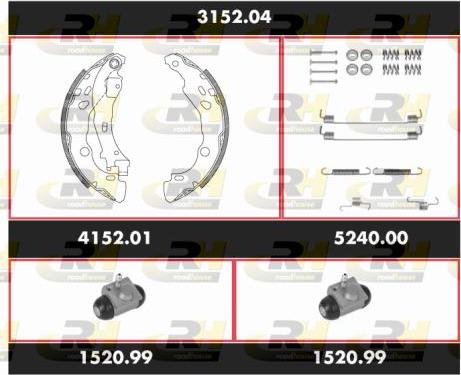 Roadhouse 3152.04 - Комплект гальм, барабанний механізм autozip.com.ua