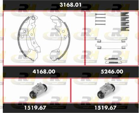 Roadhouse 3168.01 - Комплект гальм, барабанний механізм autozip.com.ua