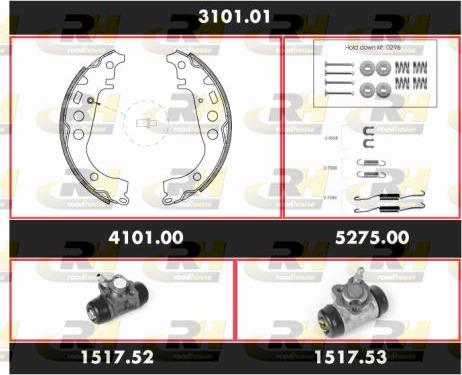 Roadhouse 3101.01 - Комплект гальм, барабанний механізм autozip.com.ua