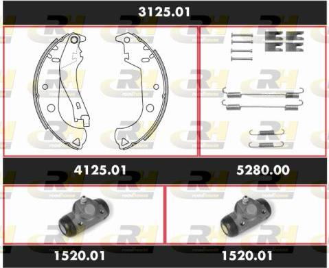 Roadhouse 3125.01 - Комплект гальм, барабанний механізм autozip.com.ua