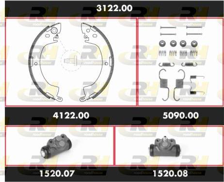 Roadhouse 3122.00 - Комплект гальм, барабанний механізм autozip.com.ua