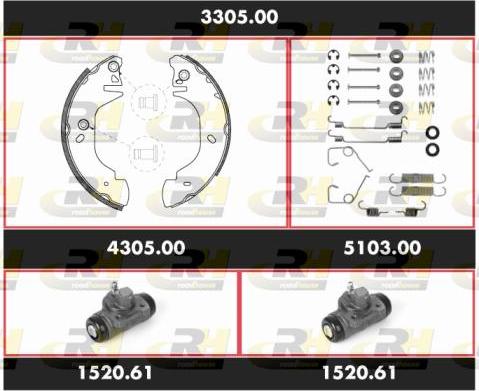 Roadhouse 3305.00 - Комплект гальм, барабанний механізм autozip.com.ua