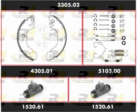 Roadhouse 3305.02 - Комплект гальм, барабанний механізм autozip.com.ua