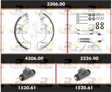 Roadhouse 3306.00 - Комплект гальм, барабанний механізм autozip.com.ua