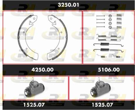 Roadhouse 3250.01 - Комплект гальм, барабанний механізм autozip.com.ua