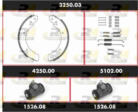 Roadhouse 3250.03 - Комплект гальм, барабанний механізм autozip.com.ua