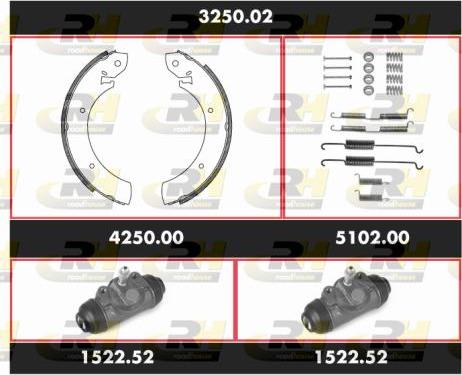 Roadhouse 3250.02 - Комплект гальм, барабанний механізм autozip.com.ua