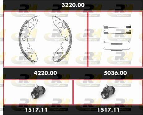 Roadhouse 3220.00 - Комплект гальм, барабанний механізм autozip.com.ua