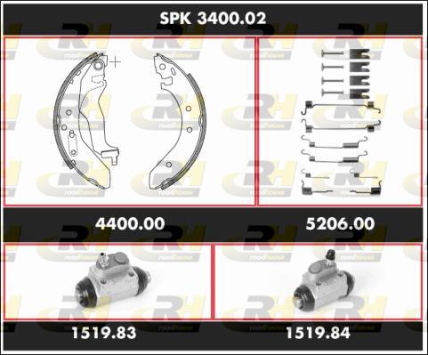 Roadhouse SPK 3400.02 - Комплект гальм, барабанний механізм autozip.com.ua