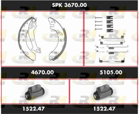 Roadhouse SPK 3670.00 - Комплект гальм, барабанний механізм autozip.com.ua