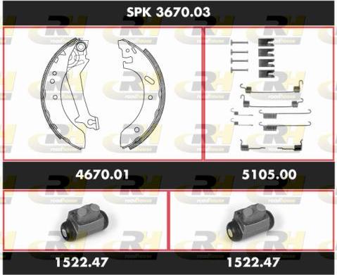 Roadhouse SPK 3670.03 - Комплект гальм, барабанний механізм autozip.com.ua