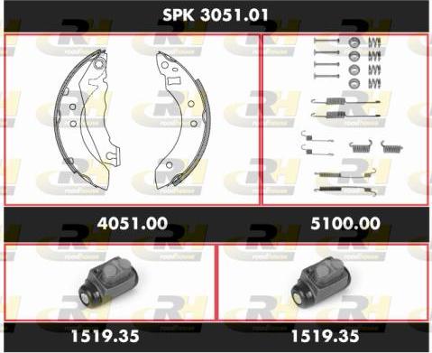 Roadhouse SPK 3051.01 - Комплект гальм, барабанний механізм autozip.com.ua