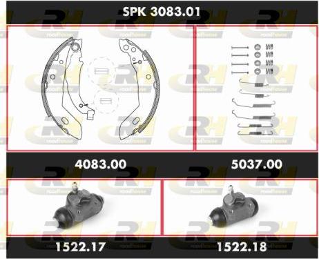 Roadhouse SPK 3083.01 - Комплект гальм, барабанний механізм autozip.com.ua