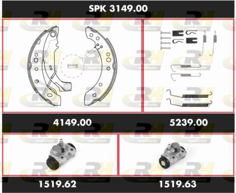 Roadhouse SPK 3149.00 - Комплект гальм, барабанний механізм autozip.com.ua