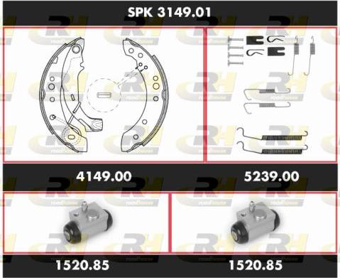 Roadhouse SPK 3149.01 - Комплект гальм, барабанний механізм autozip.com.ua