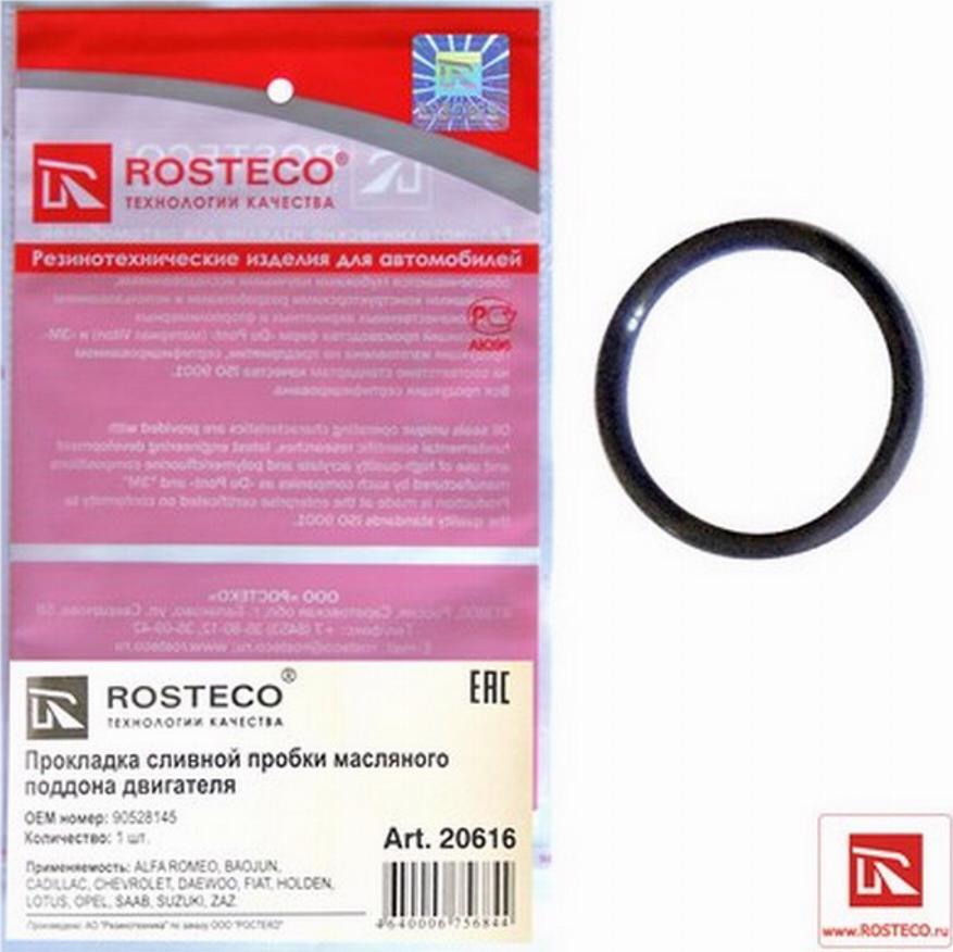 Rosteco 20616 - Кільце ущільнювача, нарізна пробка мастилозливного отвору autozip.com.ua