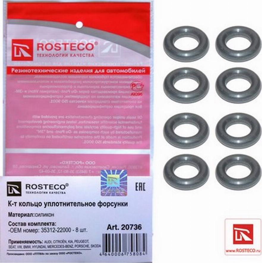 Rosteco 20736 - Кільце ущільнювача, клапанна форсунка autozip.com.ua