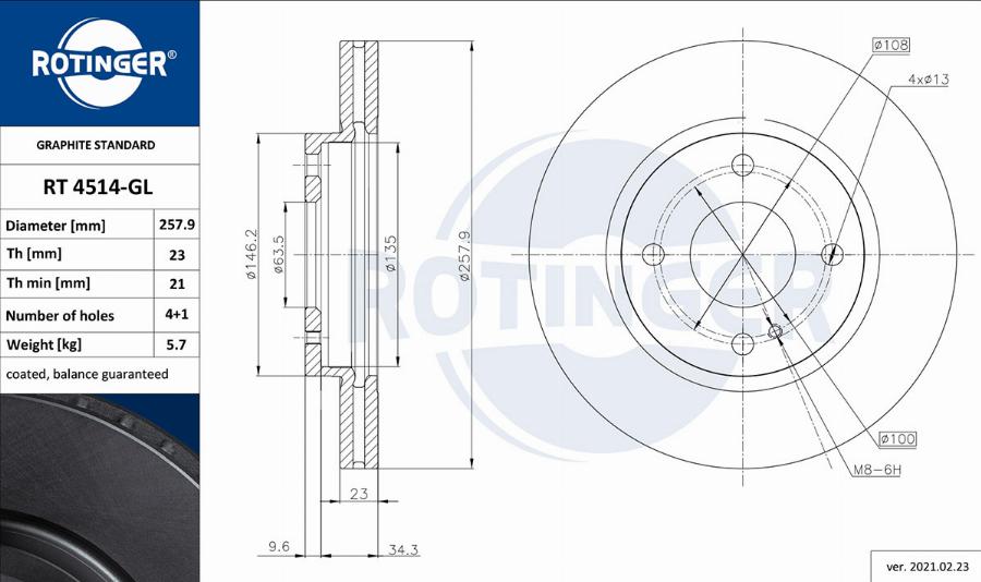 Rotinger RT 4514-GL - Гальмівний диск autozip.com.ua