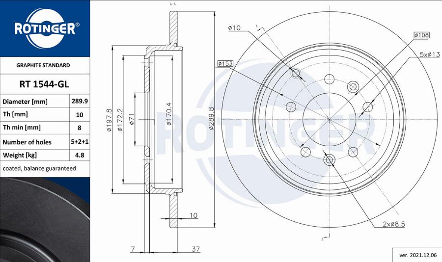 Rotinger RT 1544-GL - Гальмівний диск autozip.com.ua