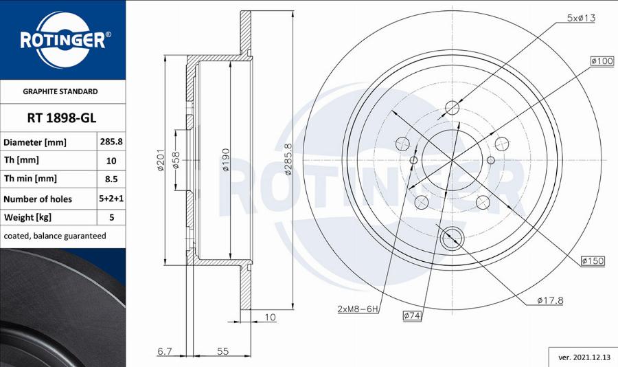 Rotinger RT 1898-GL - Гальмівний диск autozip.com.ua