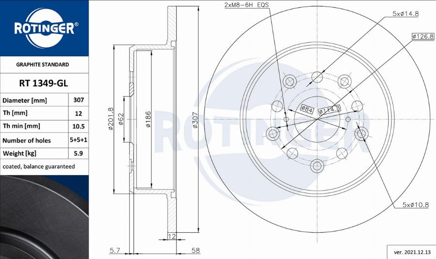 Rotinger RT 1349-GL - Гальмівний диск autozip.com.ua