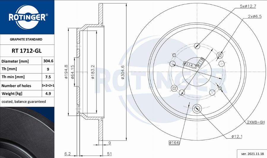 Rotinger RT 1712-GL - Гальмівний диск autozip.com.ua