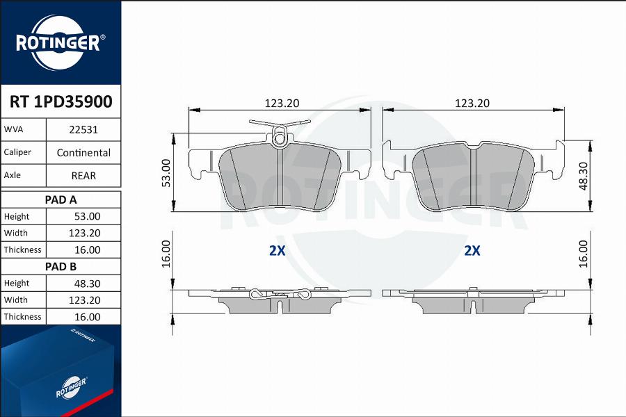 Rotinger RT 1PD35900 - Гальмівні колодки, дискові гальма autozip.com.ua