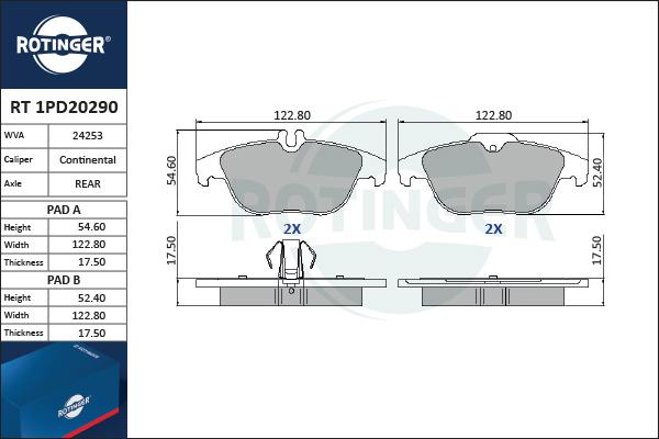 Rotinger RT 1PD20290 - Гальмівні колодки, дискові гальма autozip.com.ua