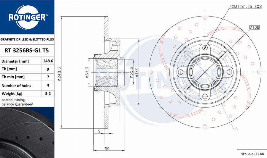 Rotinger RT 3256BS-GL T5 - Гальмівний диск autozip.com.ua