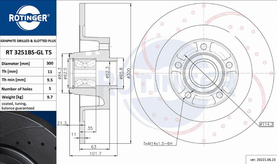 Rotinger RT 3251BS-GL T5 - Гальмівний диск autozip.com.ua