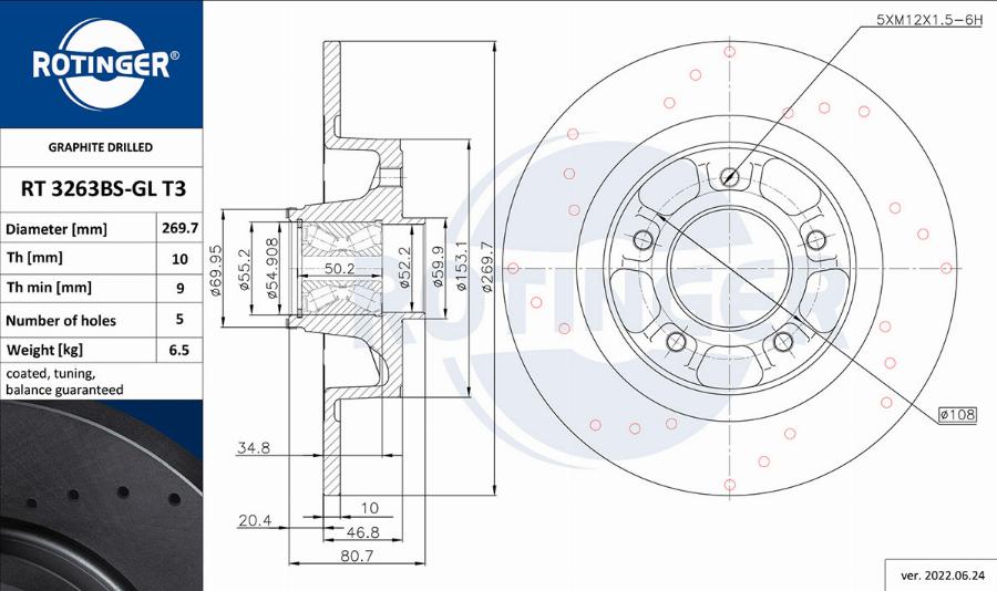 Rotinger RT 3263BS-GL T3 - Гальмівний диск autozip.com.ua