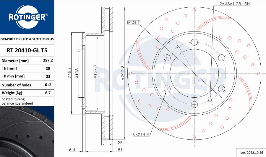 Rotinger RT 20410-GL T5 - Гальмівний диск autozip.com.ua