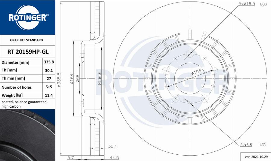 Rotinger RT 20159HP-GL - Гальмівний диск autozip.com.ua