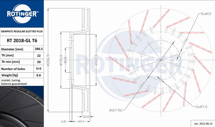 Rotinger RT 2018-GL T6 - Гальмівний диск autozip.com.ua