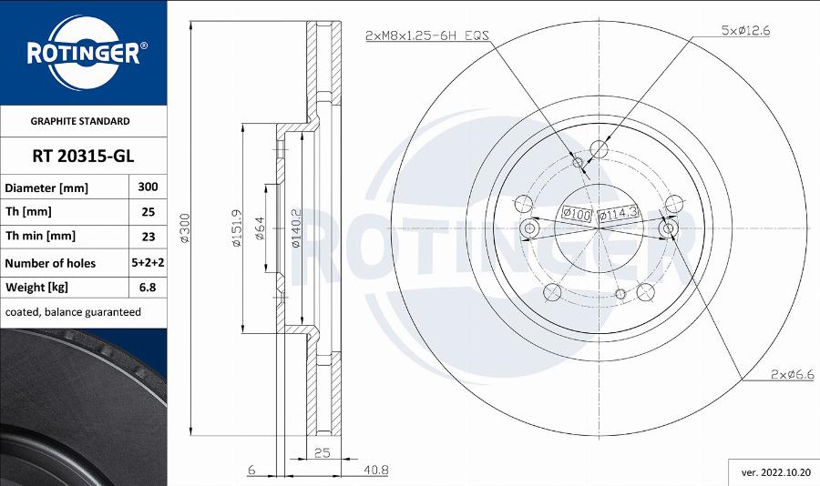 Rotinger RT 20315-GL - Гальмівний диск autozip.com.ua