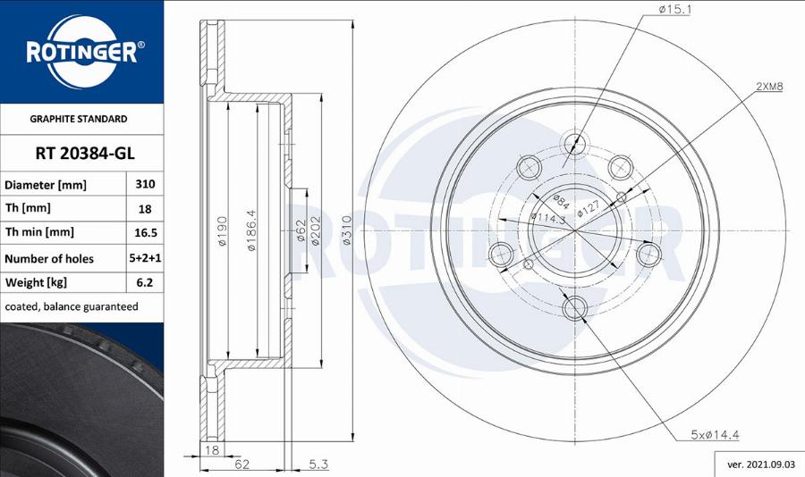 Rotinger RT 20384-GL - Гальмівний диск autozip.com.ua