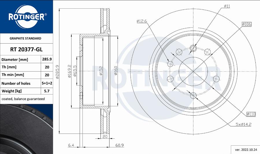 Rotinger RT 20377-GL - Гальмівний диск autozip.com.ua