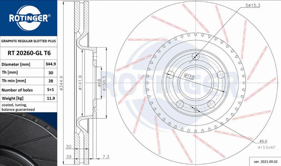 Rotinger RT 20260-GL T6 - Гальмівний диск autozip.com.ua