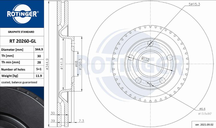 Rotinger RT 20260-GL - Гальмівний диск autozip.com.ua