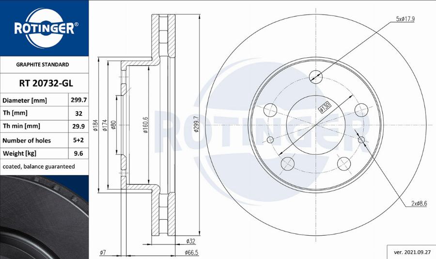 Rotinger RT 20732-GL - Гальмівний диск autozip.com.ua