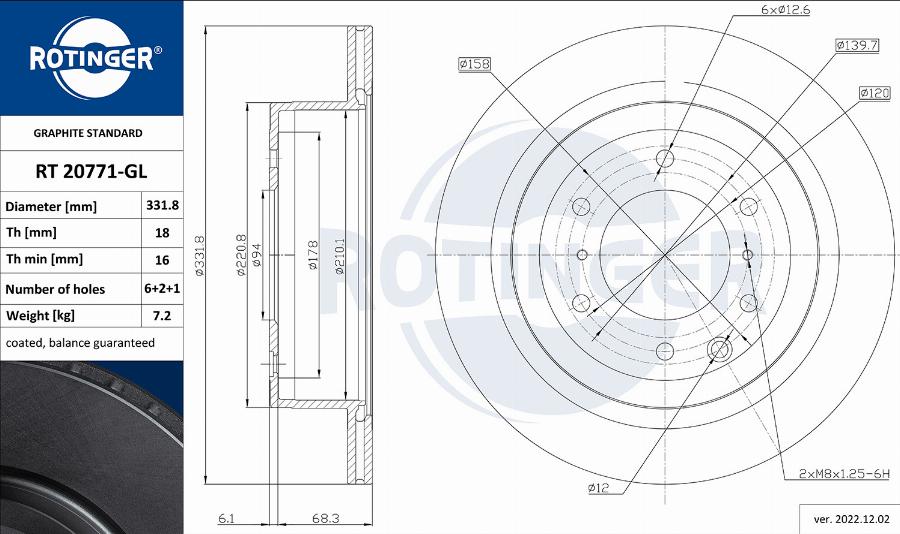 Rotinger RT 20771-GL - Гальмівний диск autozip.com.ua