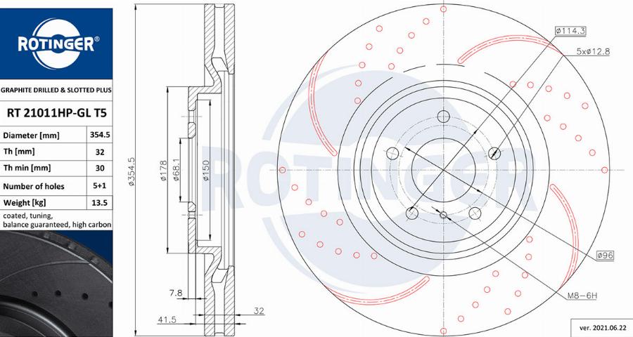 Rotinger RT 21011HP-GL T5 - Гальмівний диск autozip.com.ua