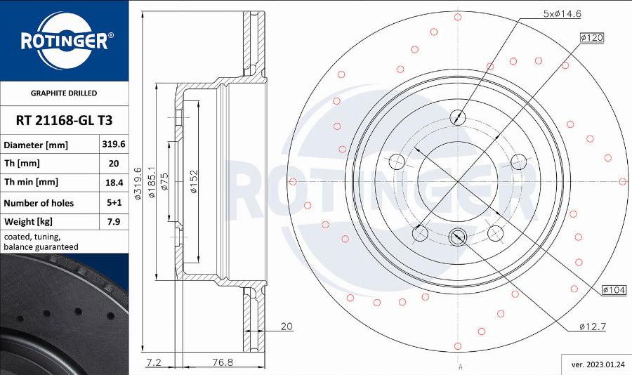 Rotinger RT 21168-GL T3 - Гальмівний диск autozip.com.ua