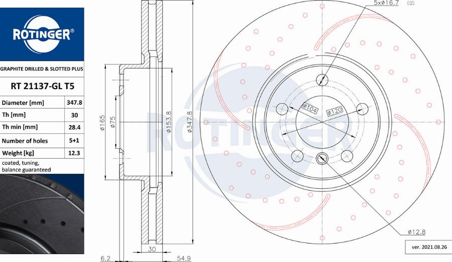 Rotinger RT 21137-GL T5 - Гальмівний диск autozip.com.ua