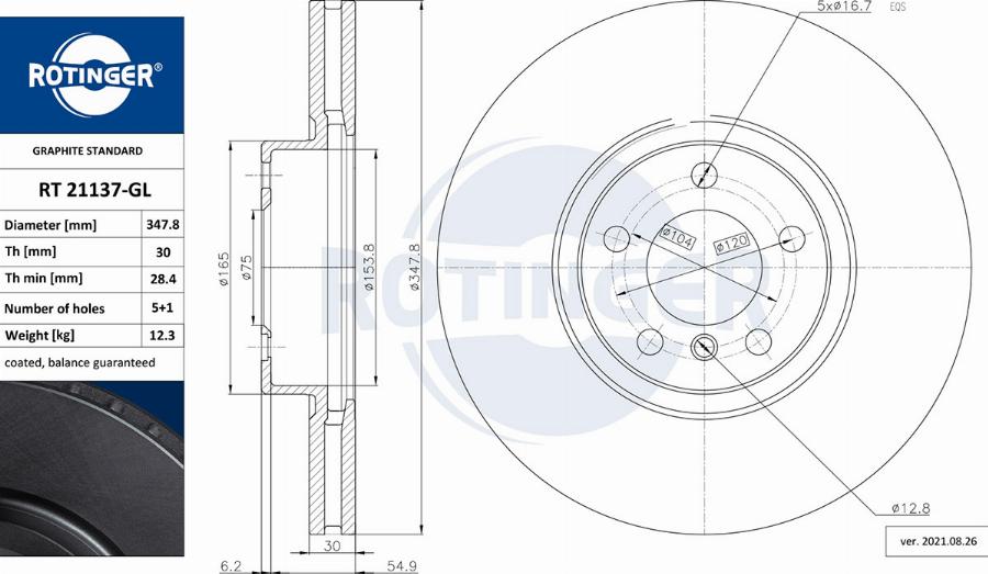 Rotinger RT 21137-GL - Гальмівний диск autozip.com.ua