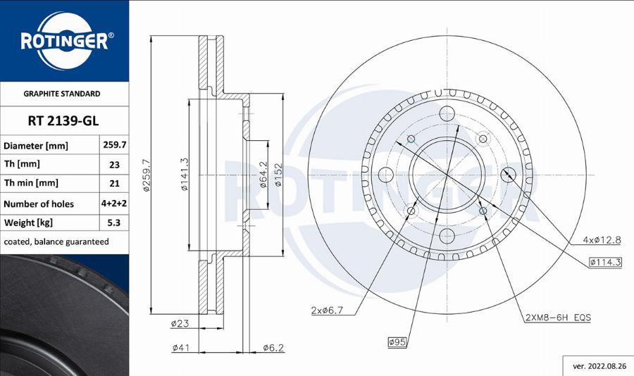 Rotinger RT 2139-GL - Гальмівний диск autozip.com.ua