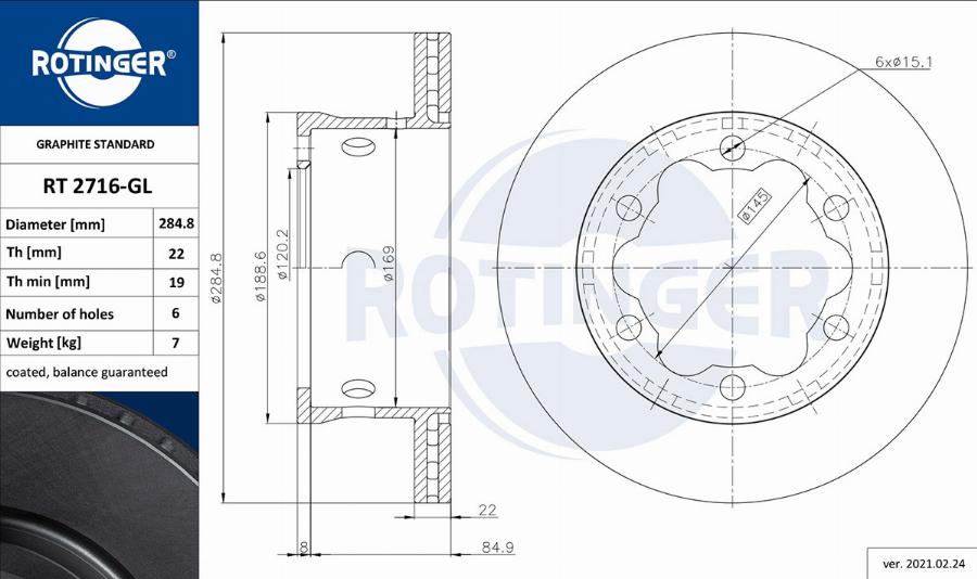 Rotinger RT 2716-GL - Гальмівний диск autozip.com.ua