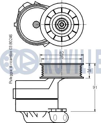 Ruville 540933 - Натягувач ременя, клинові зуб. autozip.com.ua