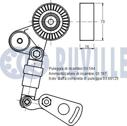 Ruville 540612 - Натягувач ременя, клинові зуб. autozip.com.ua