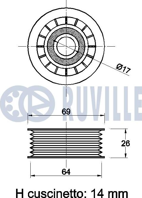 Ruville 540763 - Паразитний / провідний ролик, поліклиновий ремінь autozip.com.ua